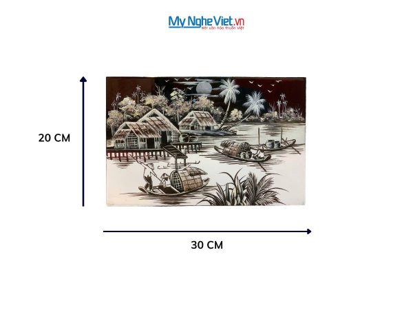 Tranh Sơn Mài Đồng Quê đen trắng