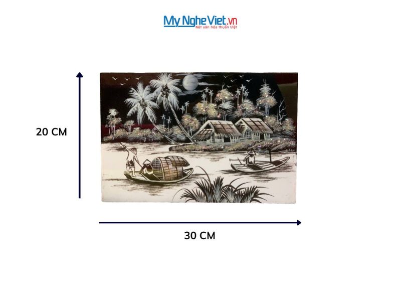 Tranh Sơn Mài Đồng Quê đen trắng