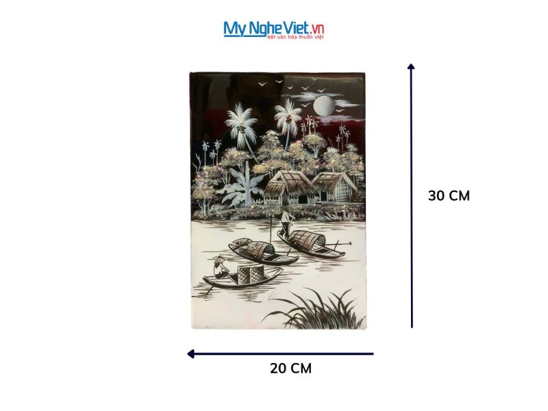 Tranh Sơn Mài Đồng Quê đen trắng
