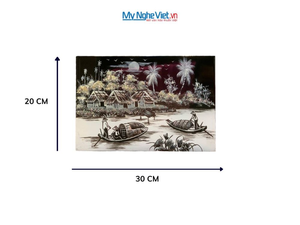 Tranh Sơn Mài Đồng Quê đen trắng