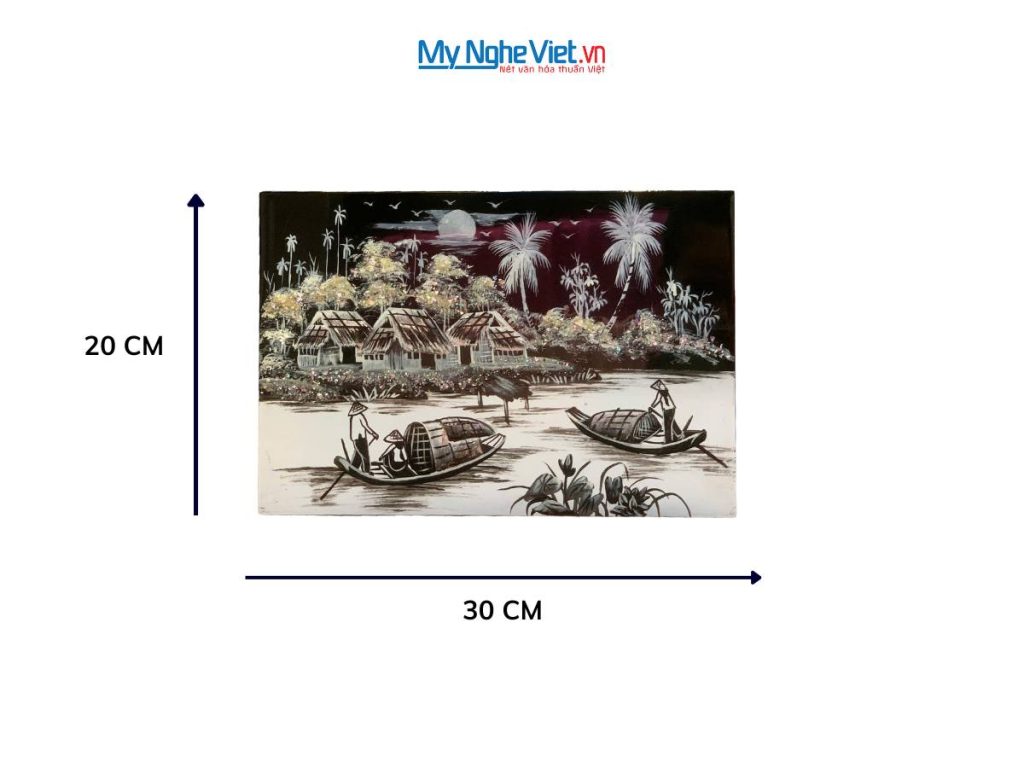 Tranh Sơn Mài Đồng Quê đen trắng