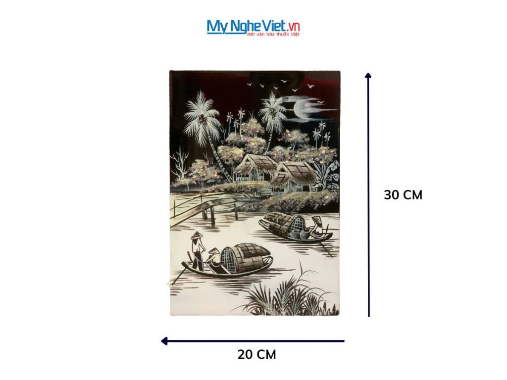 Tranh Sơn Mài Đồng Quê đen trắng