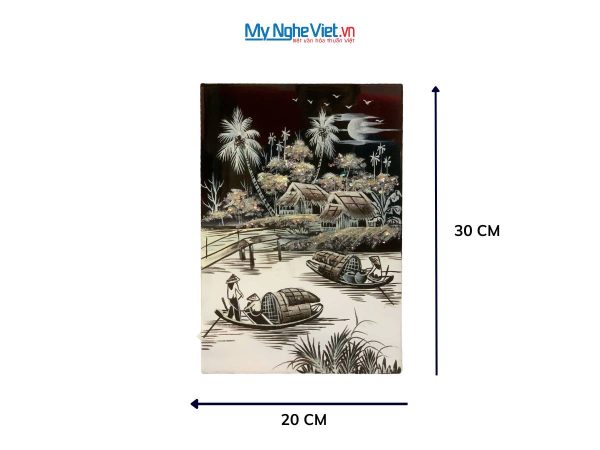 Tranh Sơn Mài Đồng Quê đen trắng