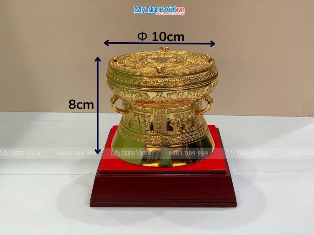 Trống đồng đúc mạ vàng 24K