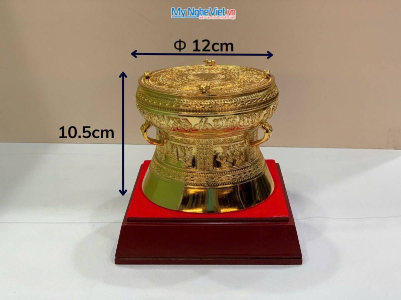 Trống đồng đúc mạ vàng 24K