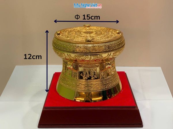 Trống đồng đúc mạ vàng 24K