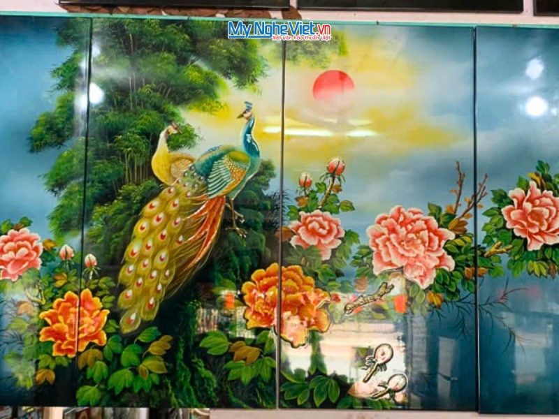 Bộ Tranh Sơn Mài Công Hồng Vẽ