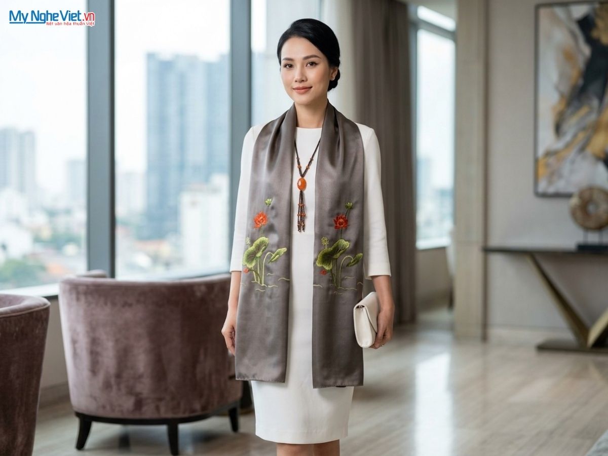 Set quà tặng hộp sơn mài và khăn lụa