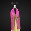 Khăn lụa trơn thêu sen tím hồng