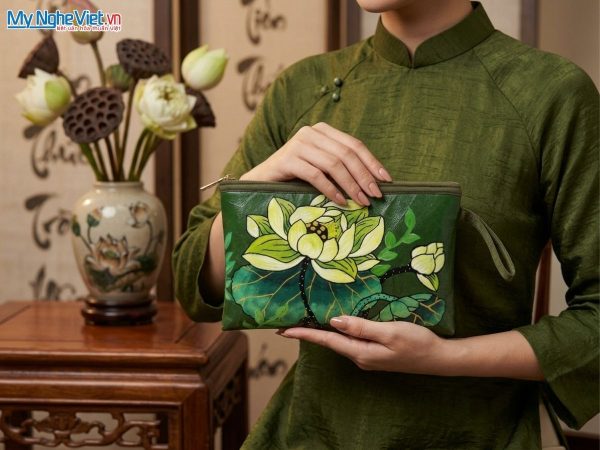 Túi sen vẽ tay thủ công - Túi từ lá sen