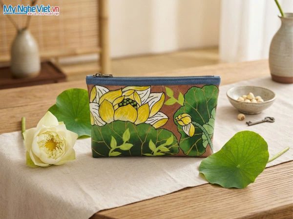 Túi sen vẽ tay thủ công - Túi từ lá sen