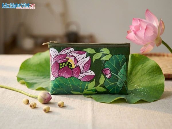 Túi sen vẽ tay thủ công - Túi từ lá sen