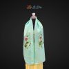 Khăn lụa trơn thêu sen xanh mint