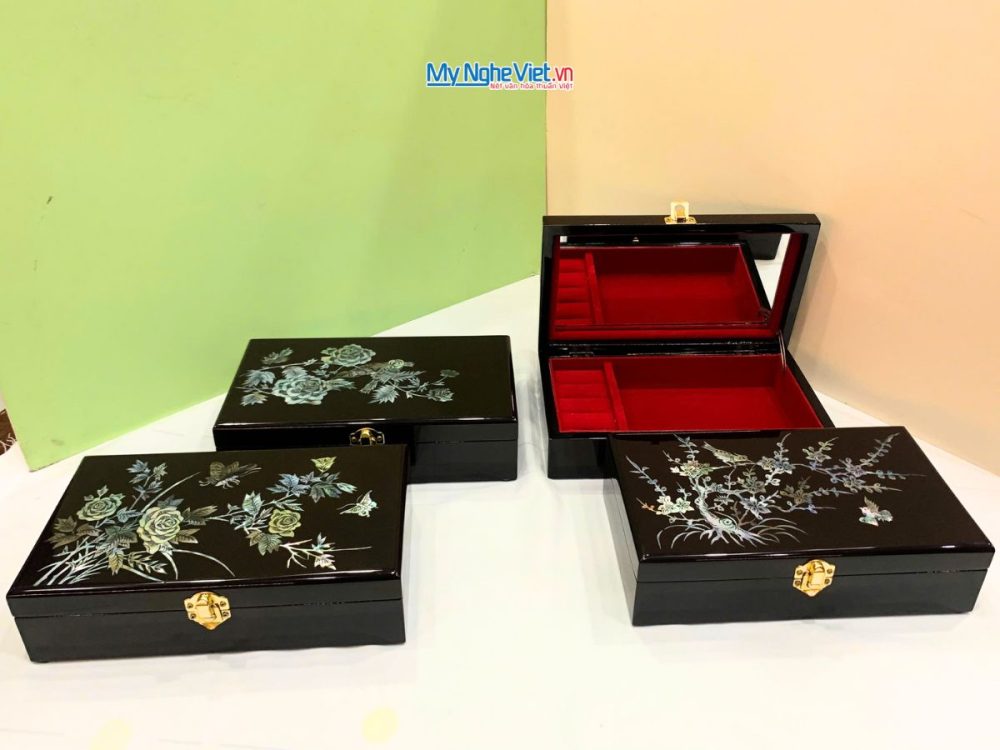 Hộp trang sức sơn mài cẩn ốc cao cấp