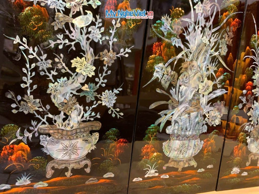 Bộ Tranh Sơn Mài Mai Lan Cúc Trúc Cẩn Chìm