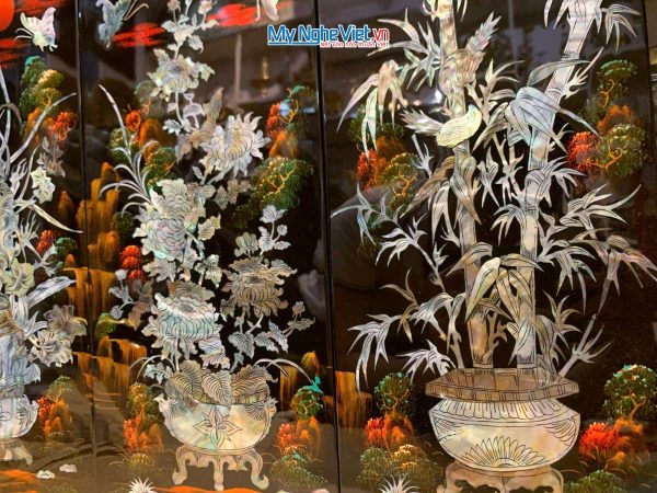 Bộ Tranh Sơn Mài Mai Lan Cúc Trúc Cẩn Chìm