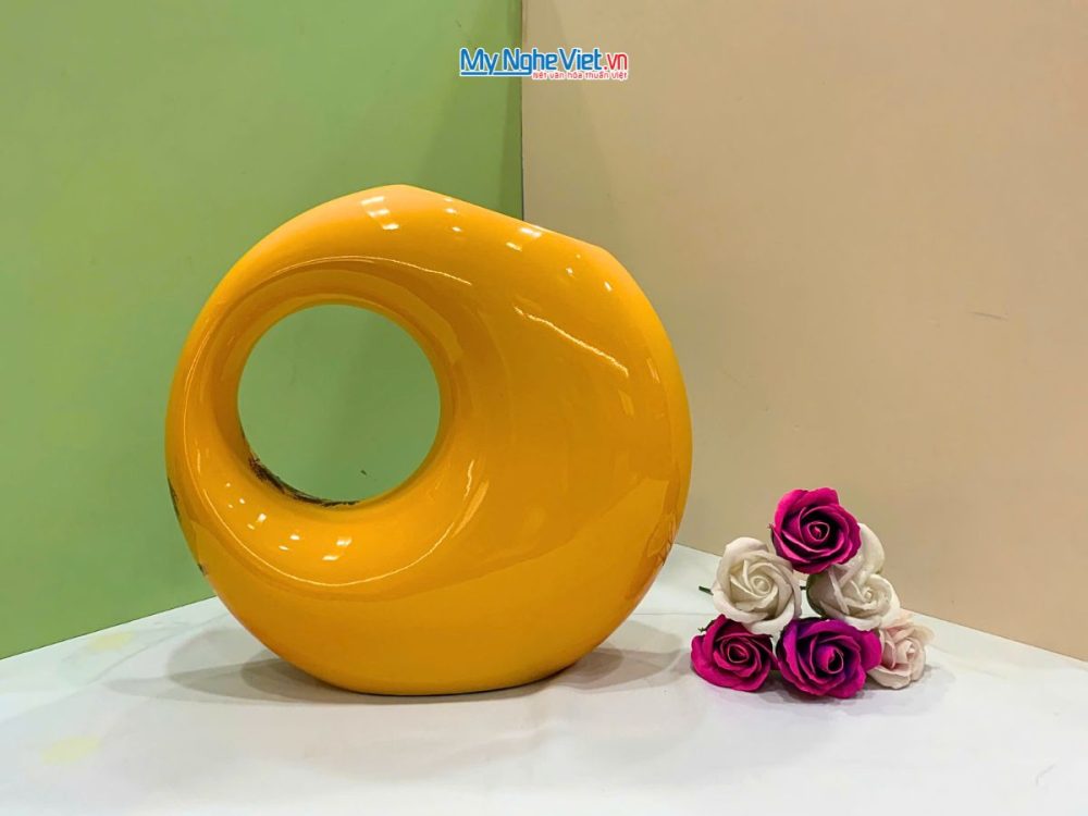 Lọ Hoa Sơn Mài Kết Thân Vẽ Cảnh Đồng Quê Lớn