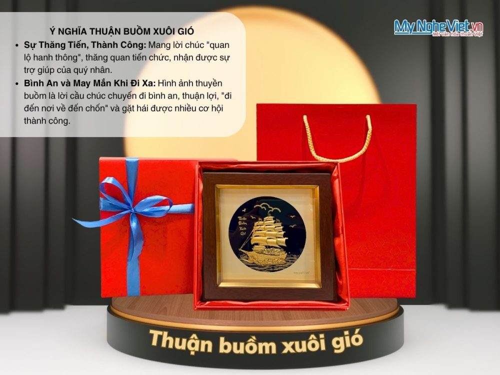 Tranh thuyền buồm dát vàng nền đen