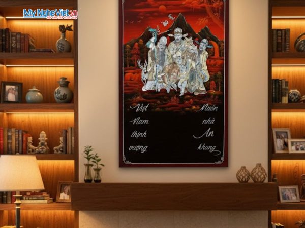 Tranh Lịch Sơn Mài Phúc Lộc Thọ Cẩn Ốc