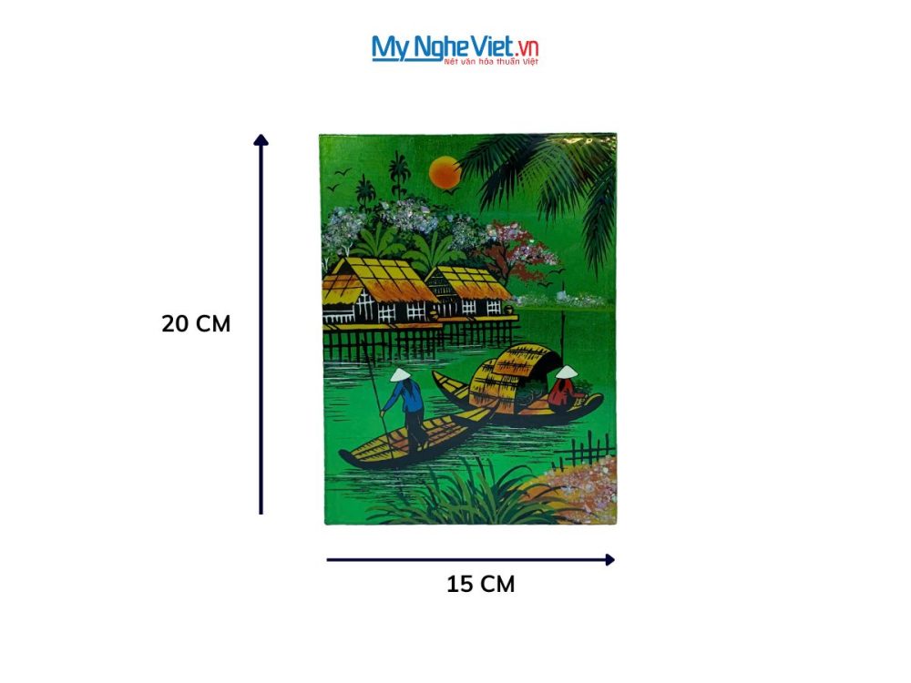 Tranh Sơn Mài Đồng Quê Dát Vàng Nền Xanh Lá Nhiều Mẫu