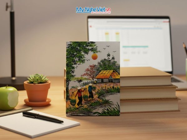 Tranh Sơn Mài Đồng Quê Dát Vàng Nền Bạc Nhiều Mẫu