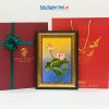 Tranh Sơn Mài Hoa Sen Vàng Đắp Nổi Và Hộp Quà Tặng Cao Cấp