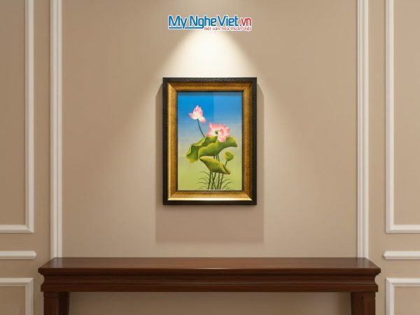 Tranh Sơn Mài Hoa Sen Vàng Đắp Nổi