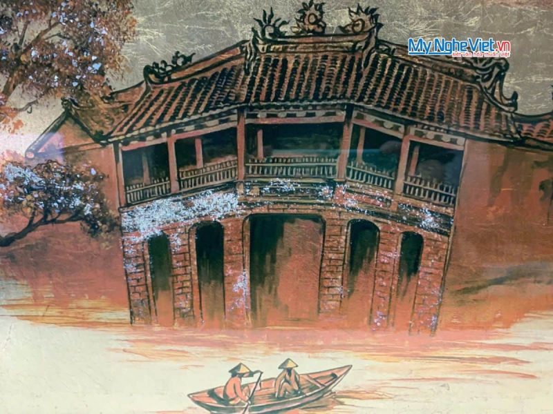 Tranh sơn mài dát vàng vẽ Chùa Cầu TSM3545-2.0 - Ảnh 5