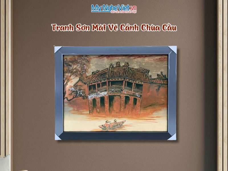 Tranh sơn mài dát vàng vẽ Chùa Cầu TSM3545-2.0