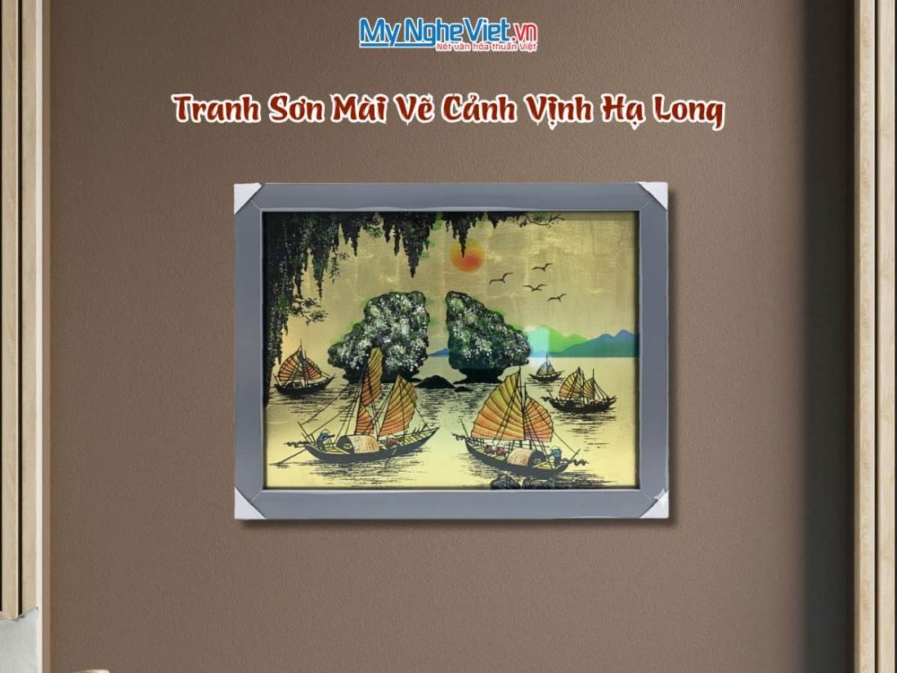 Tranh sơn mài dát bạc vẽ Vịnh Hạ Long TSM3545-1.3