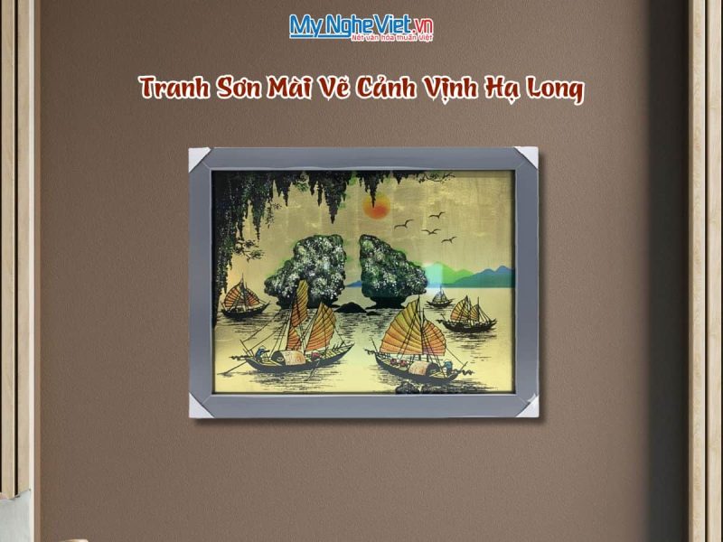 Tranh sơn mài dát bạc vẽ Vịnh Hạ Long TSM3545-1.3