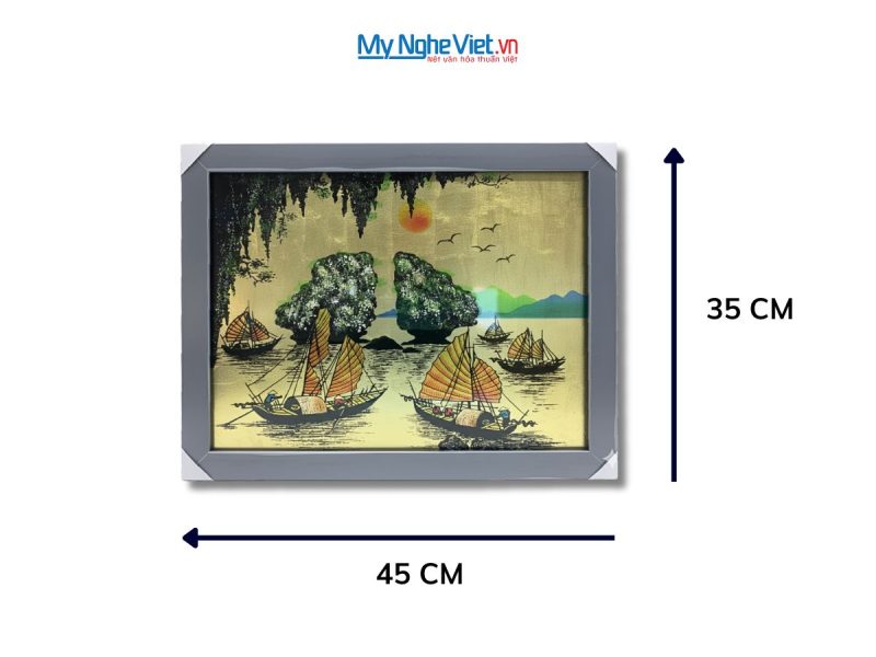 Tranh sơn mài dát bạc vẽ Vịnh Hạ Long