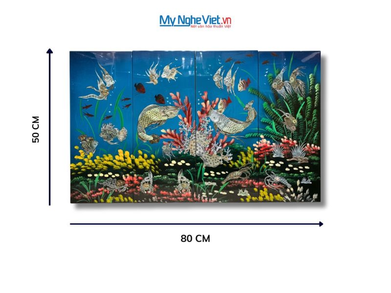 Bộ Tranh Sơn Mài Đại Dương - Cửu Ngư Quần Hội Cẩn Chìm TSM2050-3 - Ảnh 2