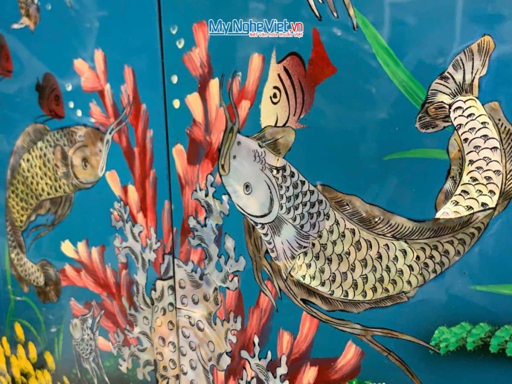 Bộ Tranh Sơn Mài Đại Dương - Cửu Ngư Quần Hội Cẩn Chìm
