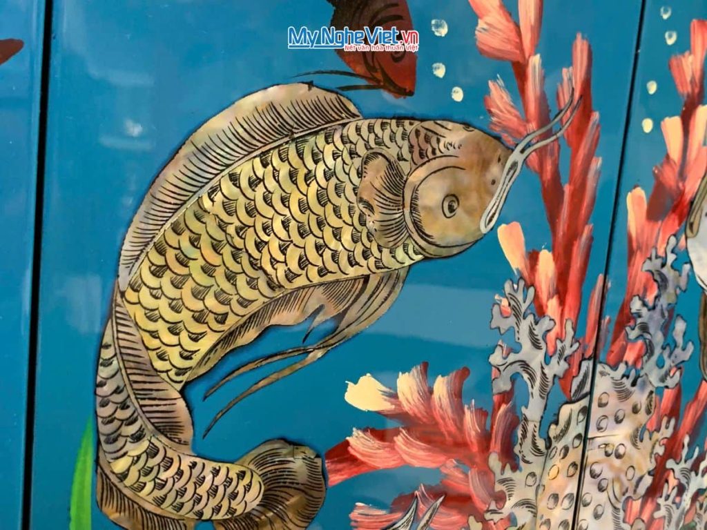 Bộ Tranh Sơn Mài Đại Dương - Cửu Ngư Quần Hội Cẩn Chìm