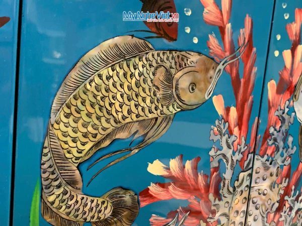 Bộ Tranh Sơn Mài Đại Dương - Cửu Ngư Quần Hội Cẩn Chìm