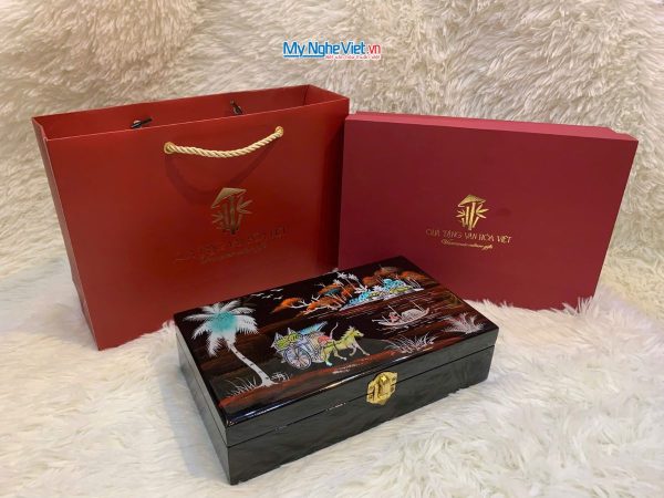 Hộp trang sức sơn mài đồng quê cẩn ốc xe ngựa và hộp quà tặng cao cấp