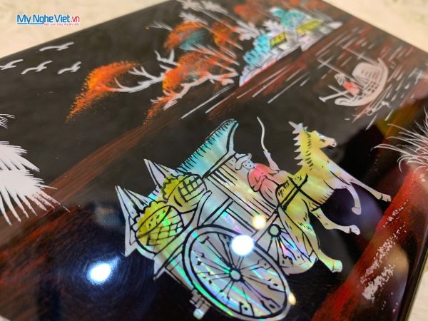 Hộp trang sức sơn mài đồng quê cẩn ốc