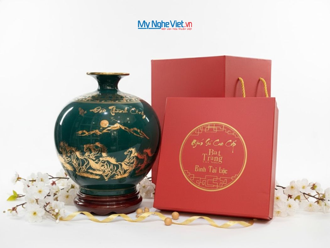 Bình Thu Tài Hút Lộc Đông Sơn Kim Bảo Vẽ Nhị Cảnh