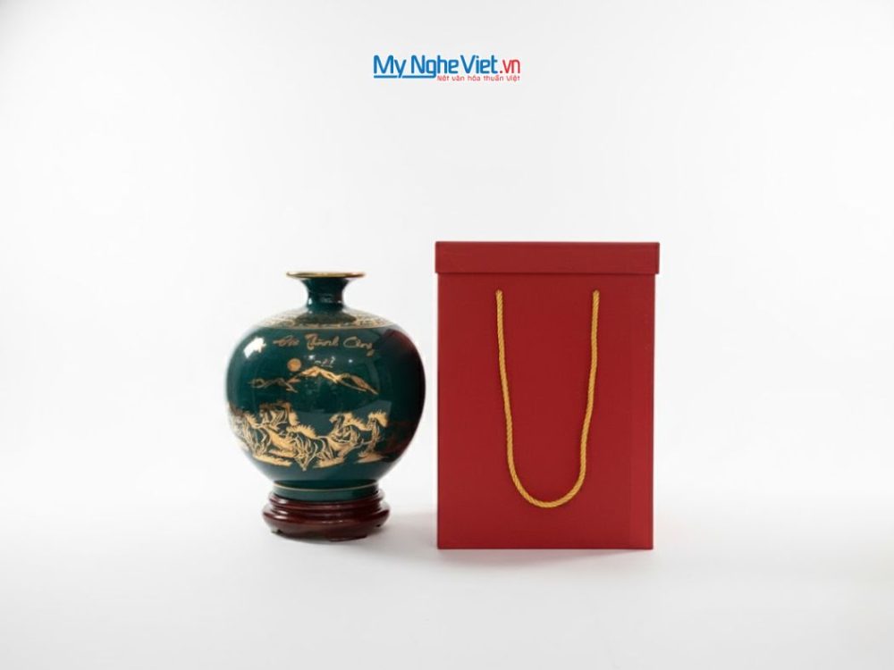 Bình Thu Tài Hút Lộc Kim Song Cổ Hoạ Vẽ Nhị Cảnh