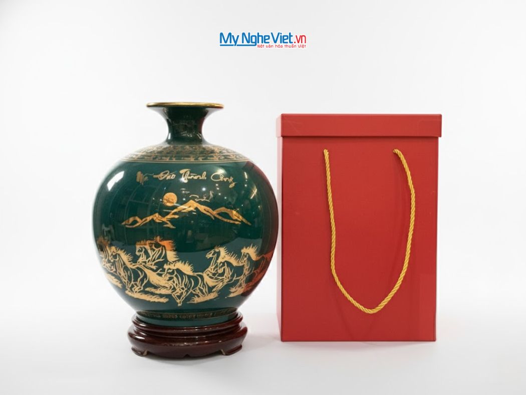 Bình Thu Tài Hút Lộc Đông Sơn Kim Bảo Vẽ Nhị Cảnh