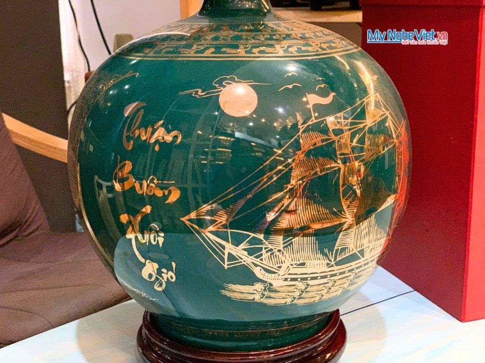 Bình Thu Tài Hút Lộc Kim Song Cổ Hoạ Vẽ Nhị Cảnh