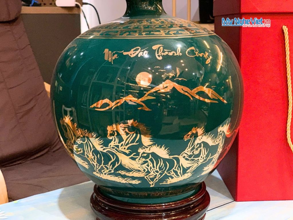 Bình Thu Tài Hút Lộc Kim Song Cổ Hoạ Vẽ Nhị Cảnh