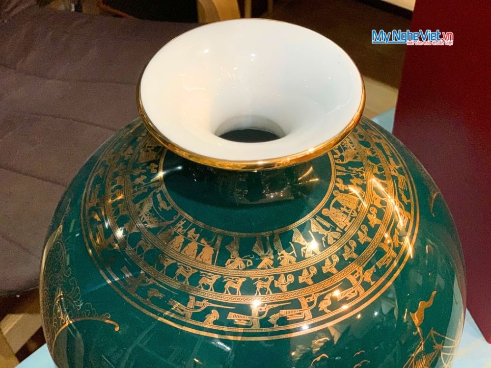 Bình Thu Tài Hút Lộc Kim Song Cổ Hoạ Vẽ Nhị Cảnh