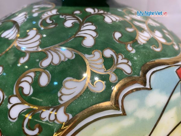 Bình thu tài hút lộc gốm Bát Tràng vẽ mã đáo thành công đắp nổi - Quà tặng cao cấp