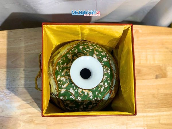 Bình thu tài hút lộc gốm Bát Tràng vẽ mã đáo thành công đắp nổi - Quà tặng cao cấp