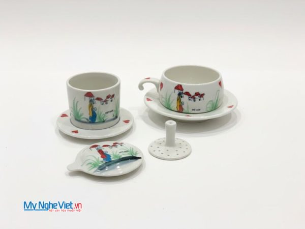 Phin cà phê thấp vẽ 1 cô gái