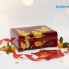 Hộp đựng quà tết cao cấp họa tiết mai vàng nền đỏ