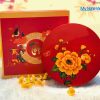 Hộp Mứt Tết Sơn Mài Mẫu Đơn Vinh Hoa 5 Ngăn Nền Đỏ