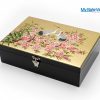 Hộp đựng quà tết sơn mài cao cấp họa tiết cò đào dát lá vàng